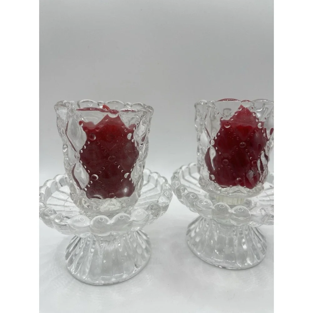 SET OF 2 CRYSTAL VOTIVE CANDLEHOLDERS‎ FOOTED
